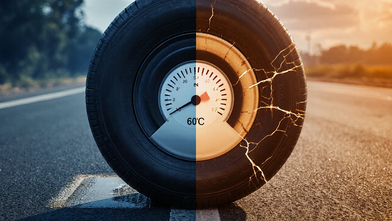 Porovnání správně a přetlakem nafouknuté pneumatiky na vozovce s rozdílným kontaktním plochou.