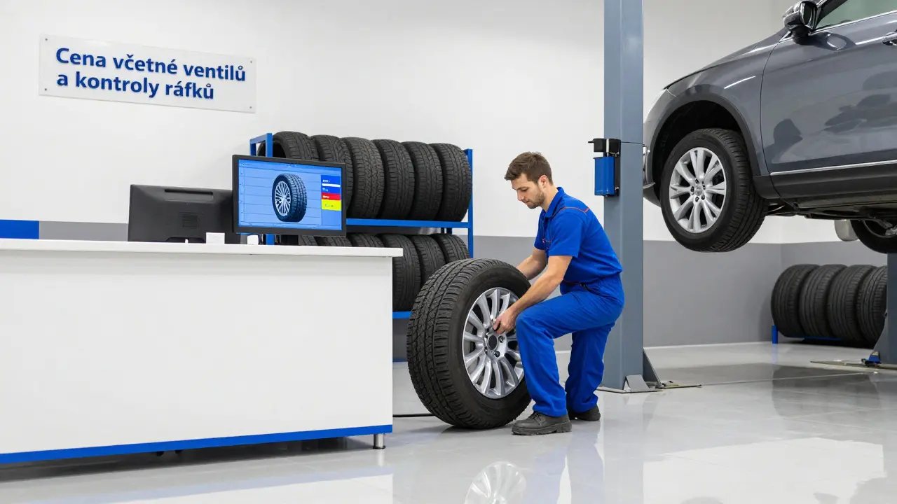 Servis Michelin v Brně instaluje zimní pneumatiky s digitálním vyvážením a kontrolou ráfků.