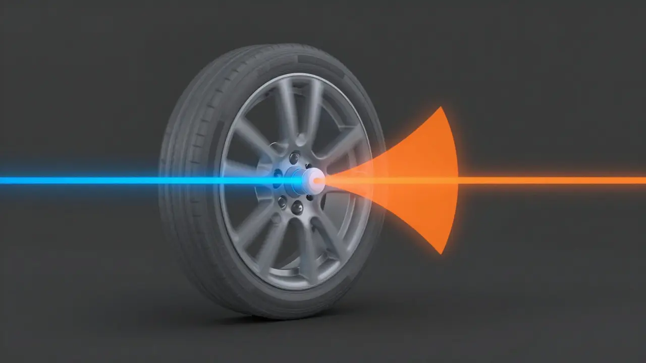 Konceptuální schéma dynamické nevyváženosti kola a jeho kmitání