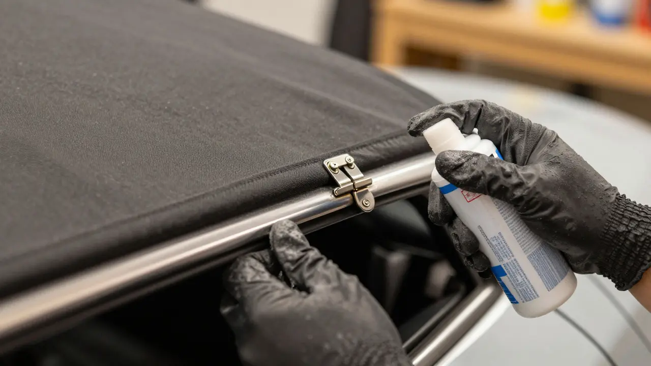 Mazání mechanizmu textilní střechy speciálním olejem
