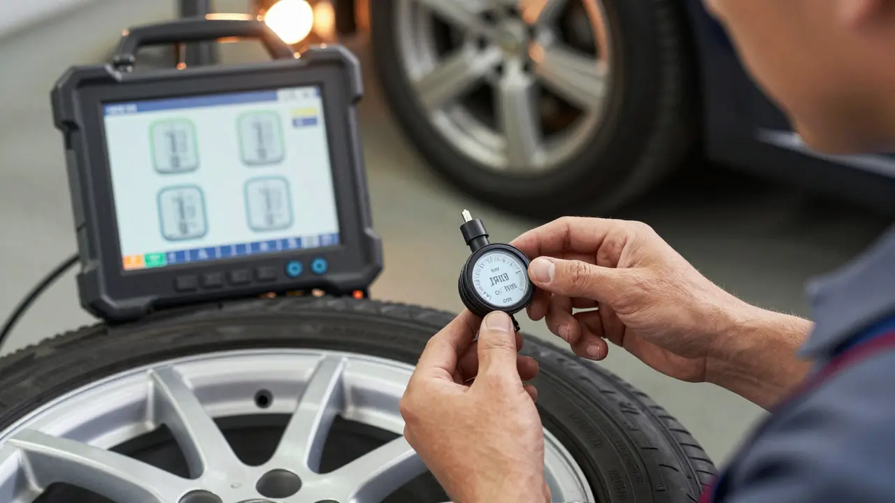 Mechanik vyměňuje senzor TPMS při servisu kola