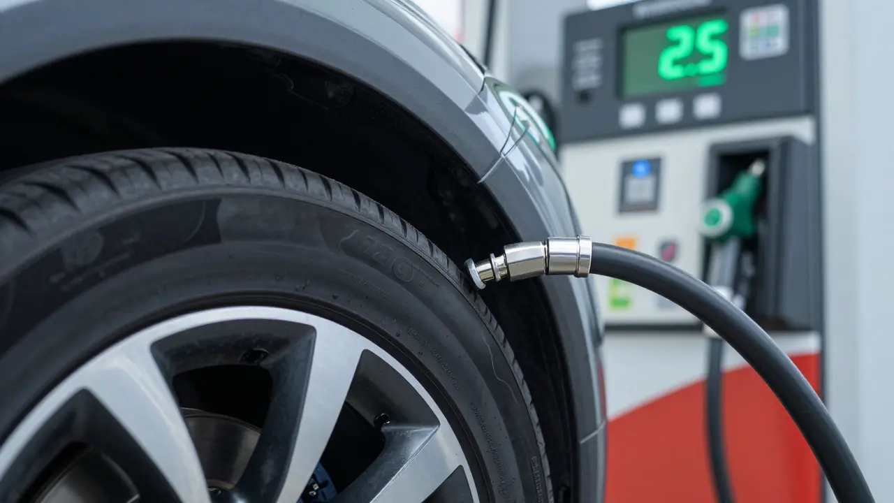 Nafukování nízkoprofilové pneumatiky digitálním čerpadlem na benzine